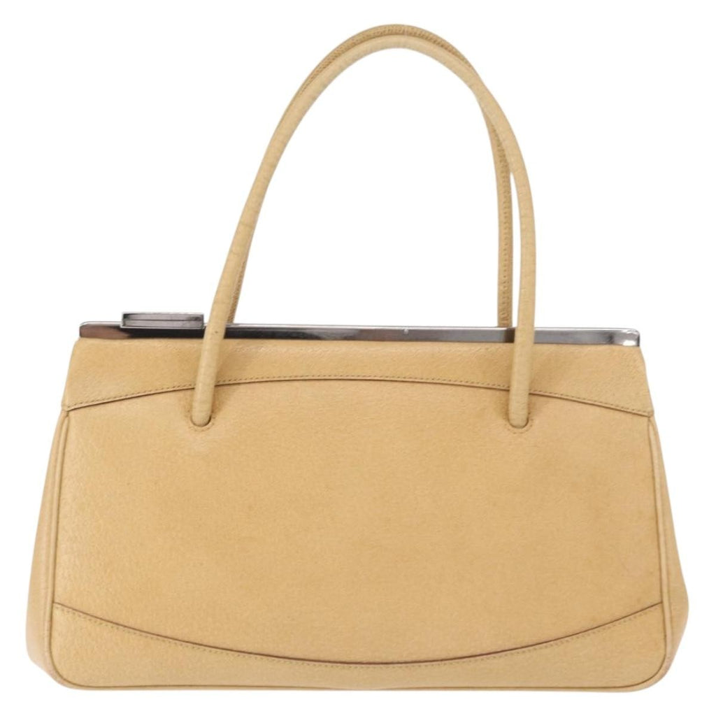 Gucci Vintage Handbag Leather Beige Leather Handbag (Authentic  )