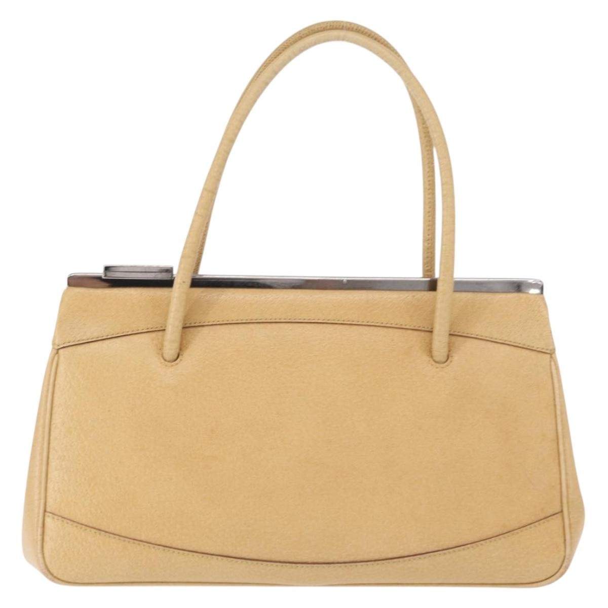 Gucci Vintage Handbag Leather Beige Leather Handbag (Authentic  )