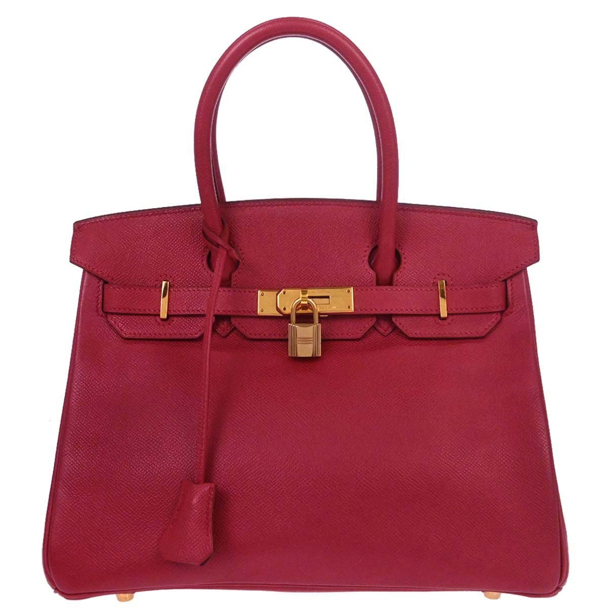 Hermes Birkin Handbag Red Courchevel With Gold Hardware Red Leather Handbag ( )