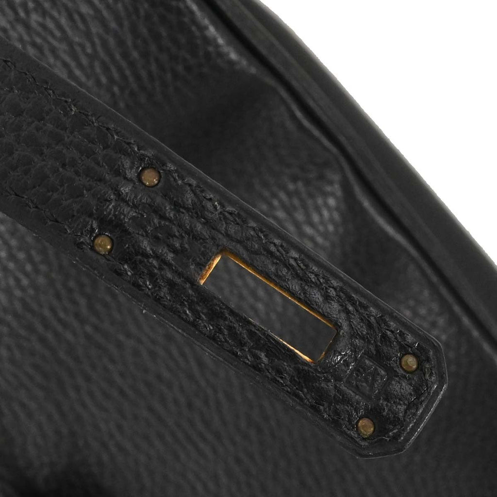 Hermes Birkin Handbag Black Ardennes With Gold Hardware Black Leather Handbag ( )