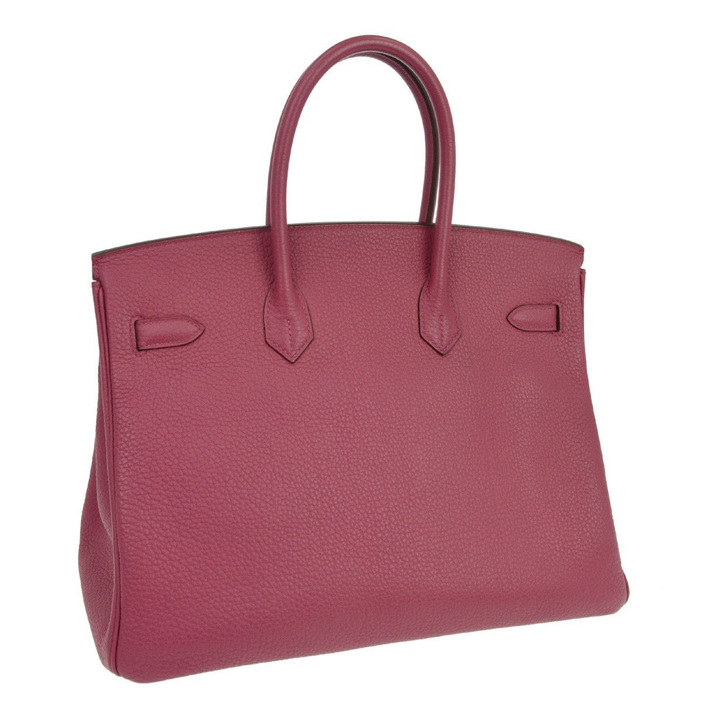 Hermes Birkin Handbag Pink Togo With Palladium Hardware Blue Leather Handbag ( )