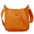 Hermes Evelyne Bag Gen Iii Clemence Orange Leather Handbag (Authentic  )