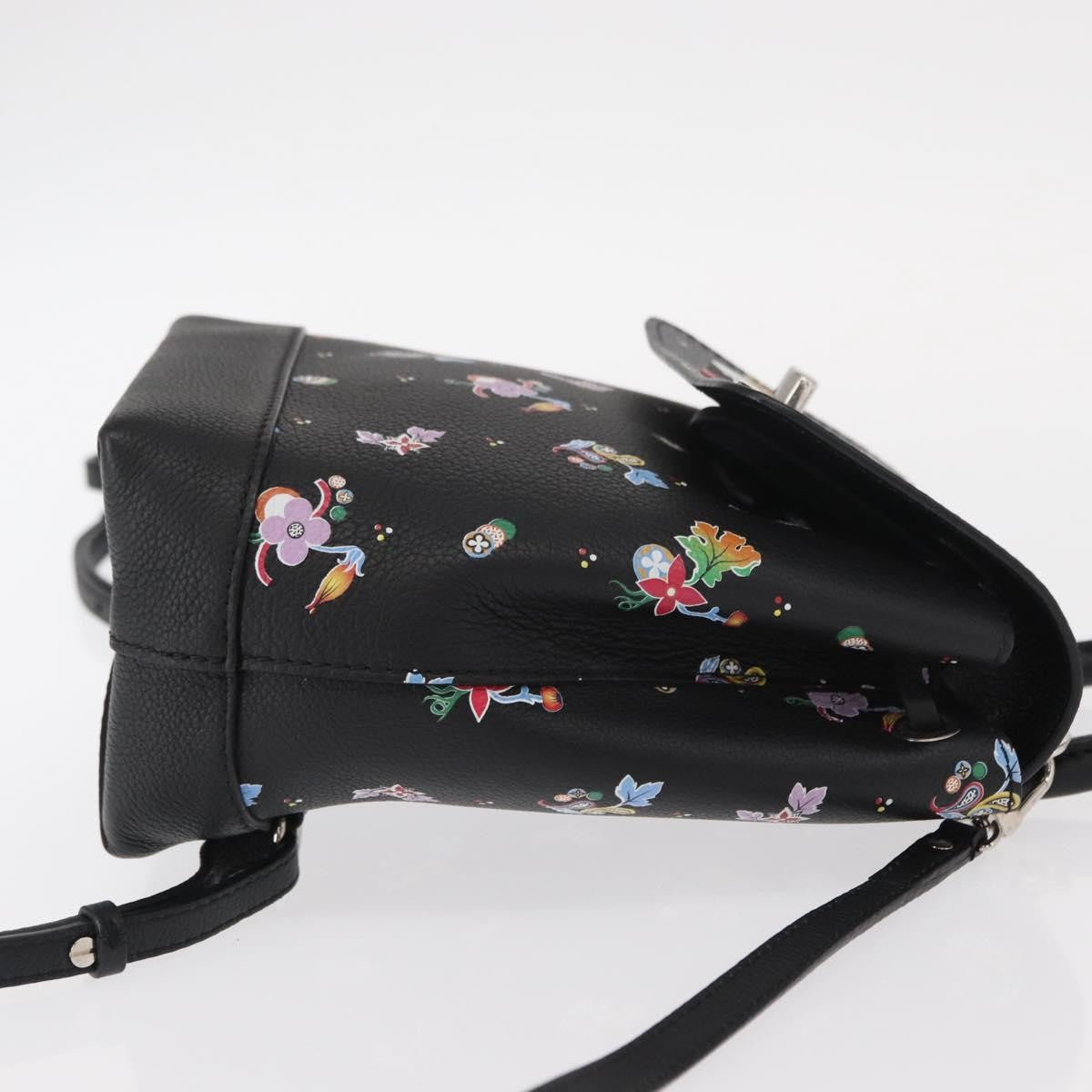 Louis Vuitton Lockme Backpack Floral Printed Leather Black Leather Backpack Bag (Authentic  )
