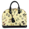 Louis Vuitton Alma Handbag Limited Edition Stickers Monogram Vernis White Patent_Leather Handbag (Authentic  )