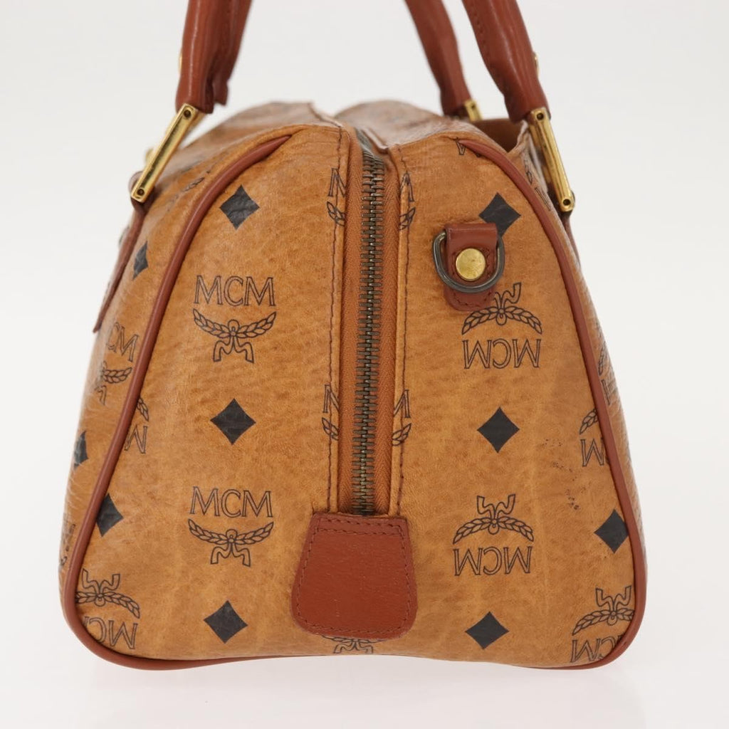 MCM Visetos Logogramme Handbag Canvas And Leather Brown Pvc Handbag (Authentic  )