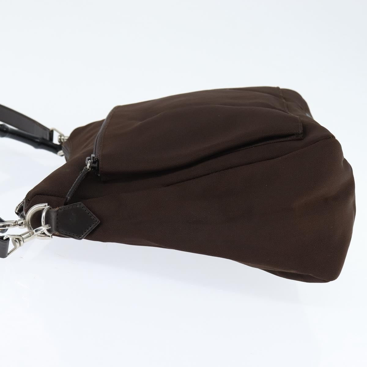 Gucci Vintage Bamboo Handle Bag Nylon Brown Nylon Handbag ( )