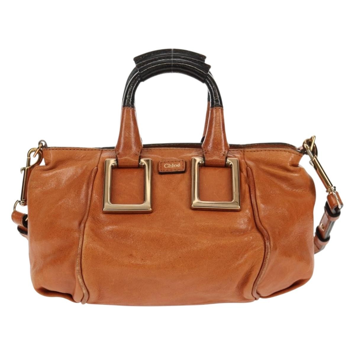 Chloe Ethel Top Handle Bag Leather Brown Leather Handbag (Authentic  )