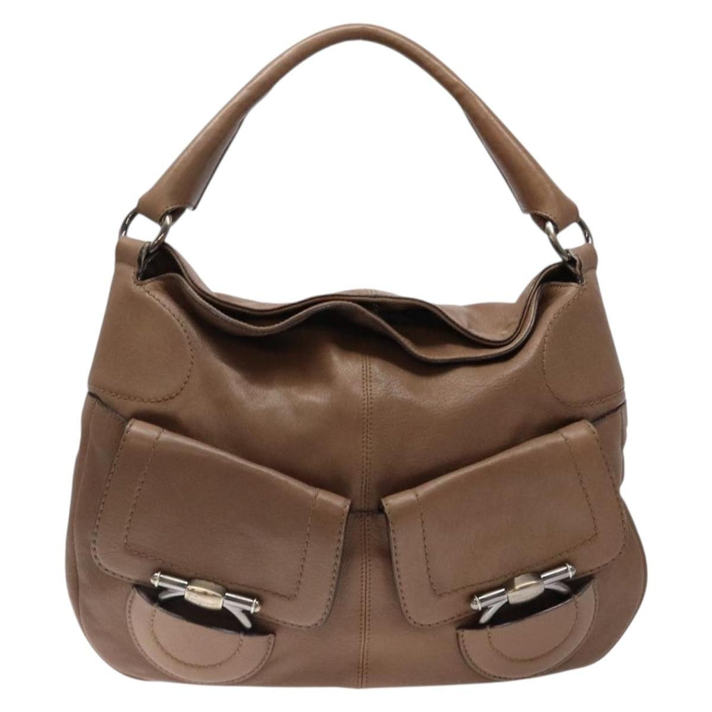 Salvatore Ferragamo Vintage Handbag Leather Brown Leather Handbag (Authentic  )