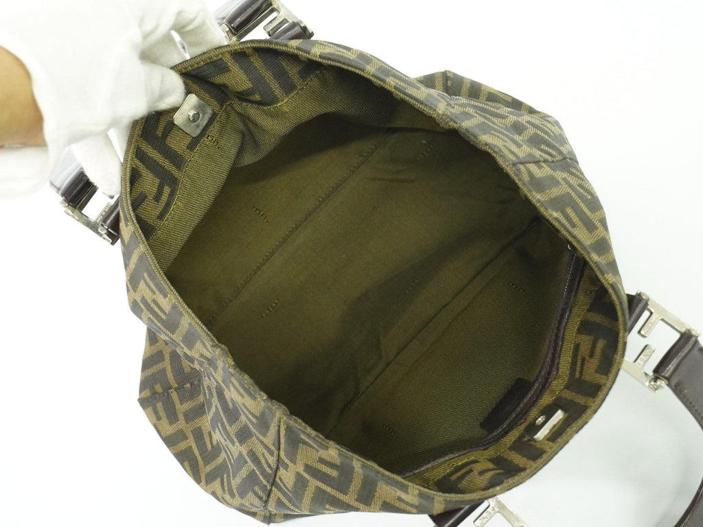Fendi Zucca Tote Bag Ff Motif Brown Canvas Handbag (Authentic  )