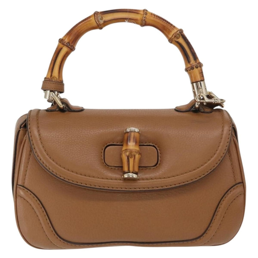 Gucci New Bamboo 1921 Top Handle Bag Leather Brown Leather Handbag (Authentic  )