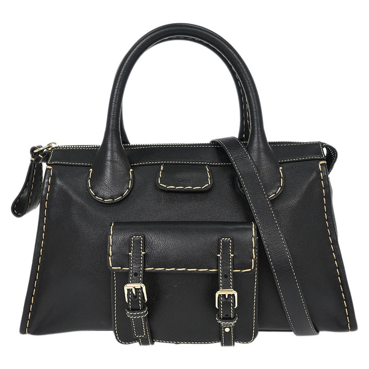 Chloe Edith Nm Satchel Leather Black Leather Handbag (Authentic  )