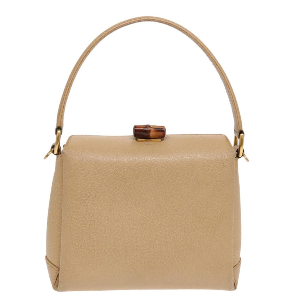 Gucci Vintage Convertible Bamboo Box Crossbody Bag Leather Beige Leather Handbag ( )