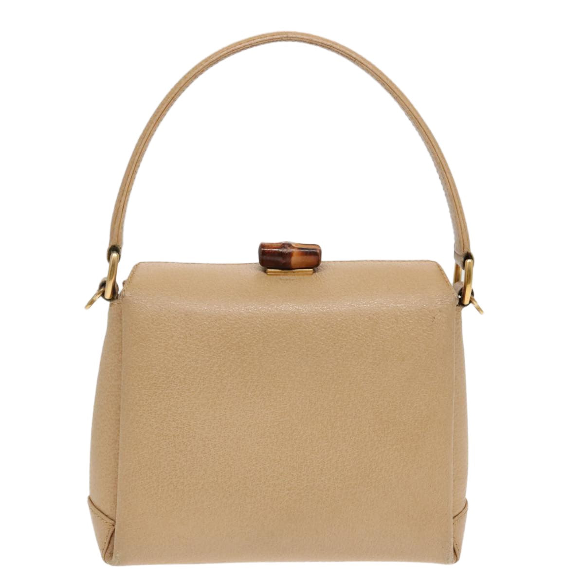 Gucci Vintage Convertible Bamboo Box Crossbody Bag Leather Beige Leather Handbag ( )