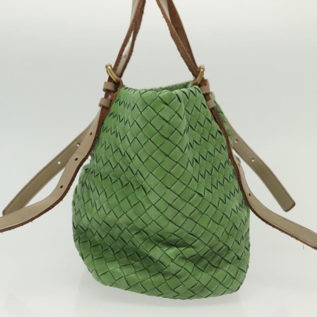 Bottega Veneta Intrecciato Leather Green Leather Handbag (Authentic  )