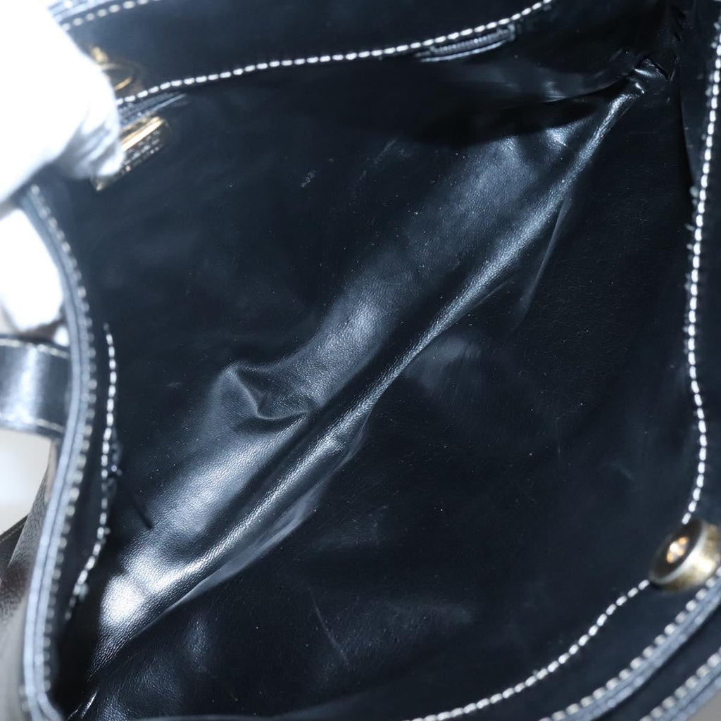 Bally Vintage Shoulder Bag Leather Black Leather Handbag ( )