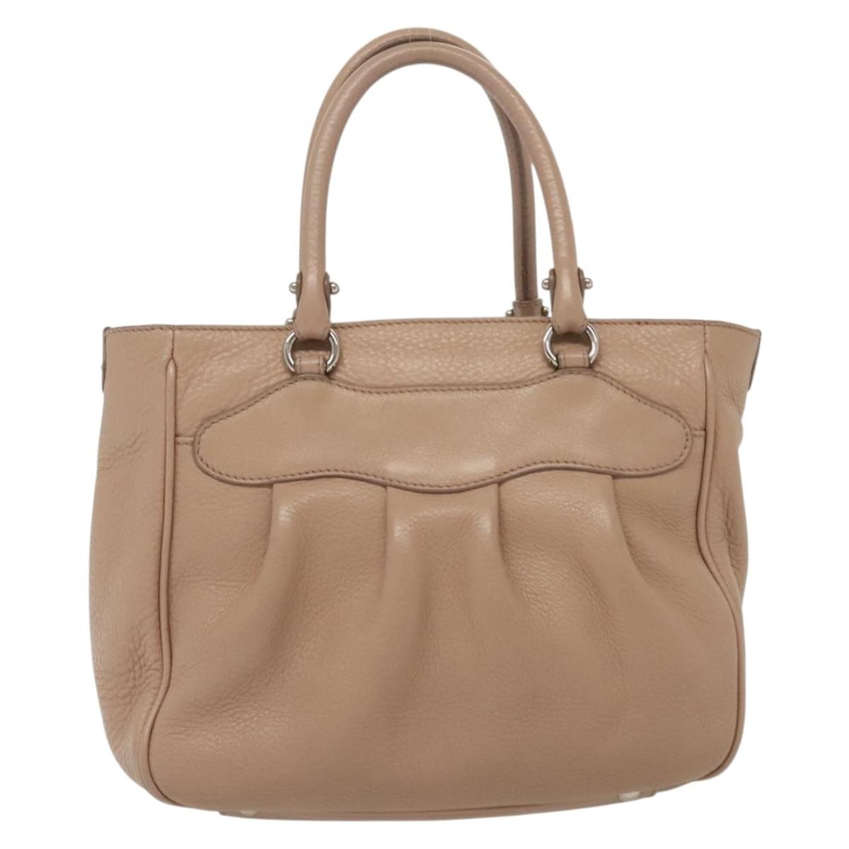 Salvatore Ferragamo Gancini Handbag Leather Pink Leather Handbag (Authentic  )