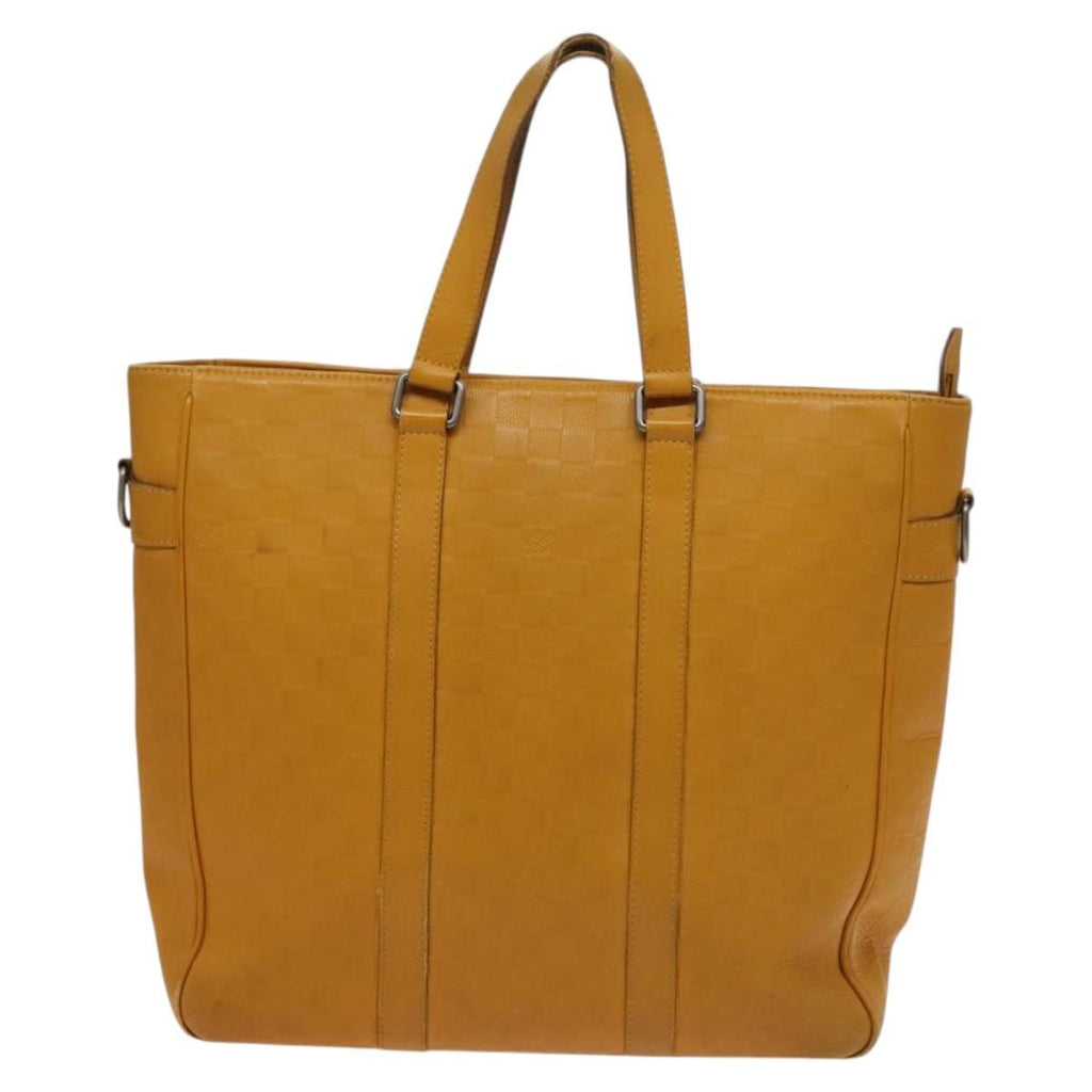 Louis Vuitton Tadao Handbag Damier Infini Leather Yellow Leather Handbag (Authentic  )