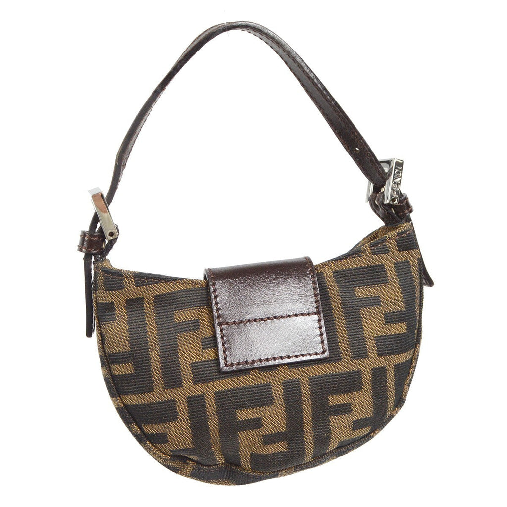 Fendi Vintage Croissant Bag Zucca Canvas Brown Canvas Handbag (Authentic  )