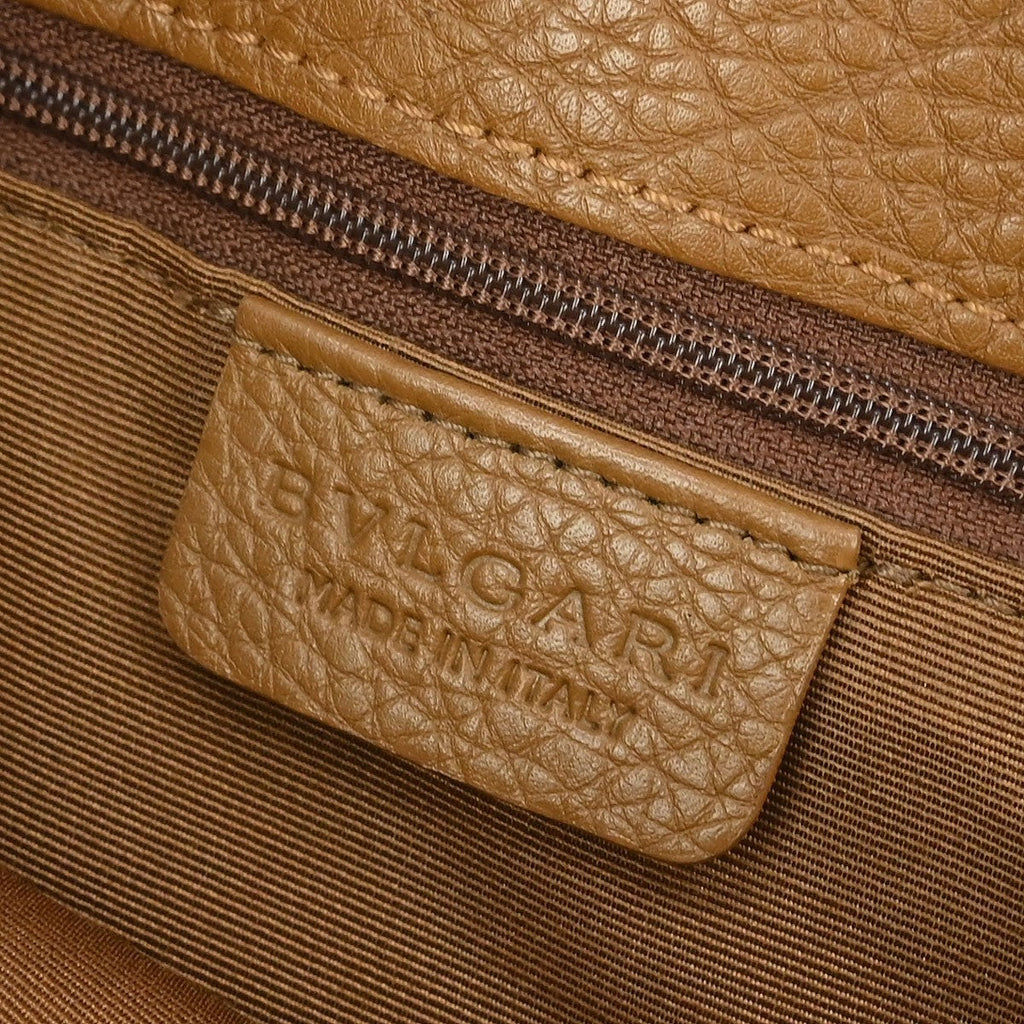 Bvlgari Logomania Handbag Canvas Brown Canvas Handbag (Authentic  )