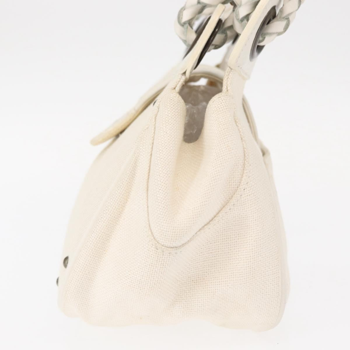 Chloe Vintage Handbag Leather White Canvas Handbag (Authentic  )