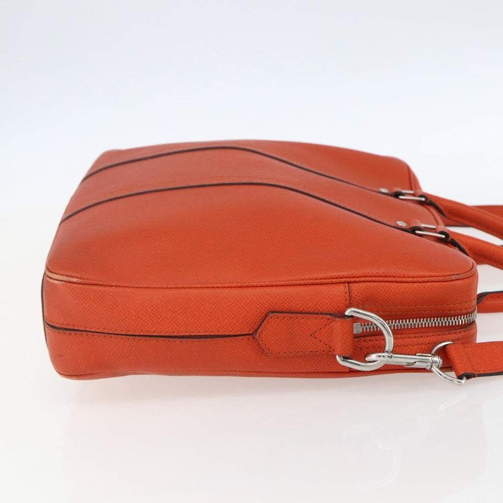 Louis Vuitton Porte-Documents Voyage Briefcase Taiga Leather Orange Leather Briefcase Bag (Authentic  )