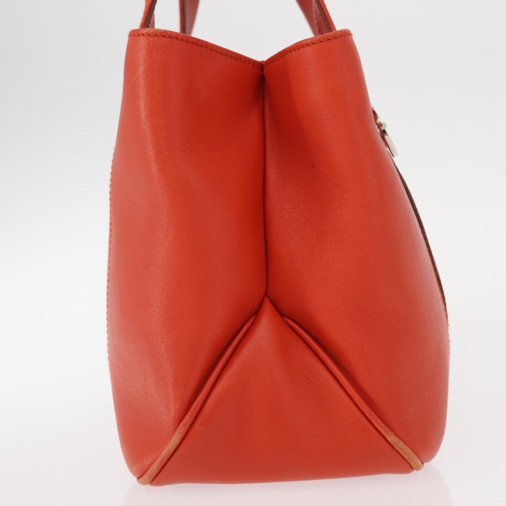 Salvatore Ferragamo Gancini Handbag Leather Orange Leather Handbag (Authentic  )