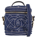 Chanel Vanity Case Quilted Denim Blue Denim_Jeans Handbag (Authentic  )