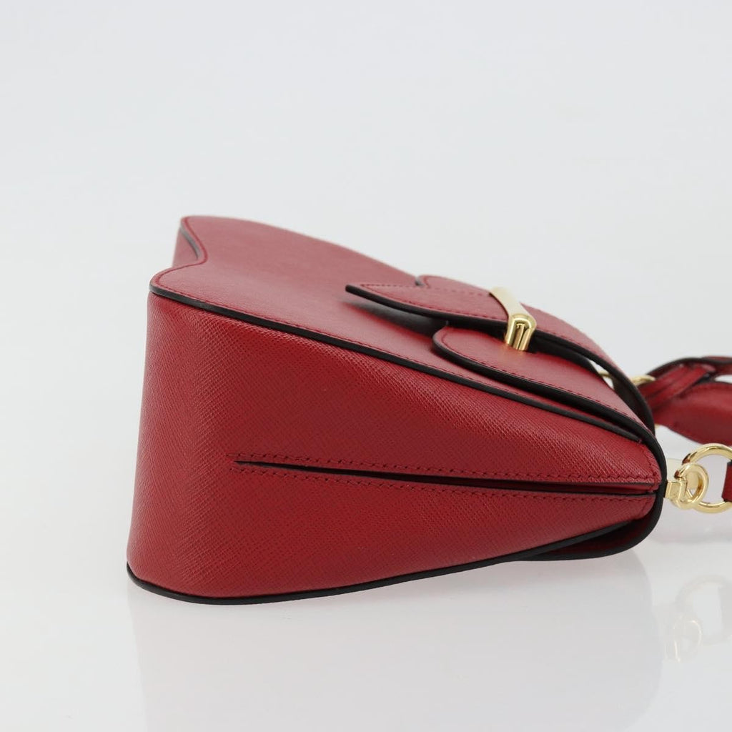Prada Sidonie Top Handle Bag Saffiano Leather Red Leather Handbag ( )