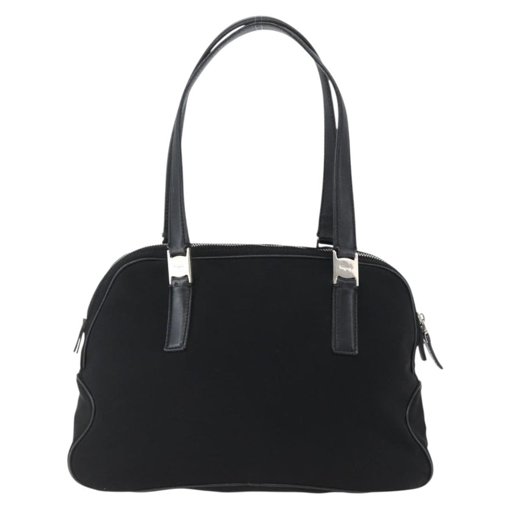 Salvatore Ferragamo Vintage Handbag Nylon Black Nylon Handbag (Authentic  )