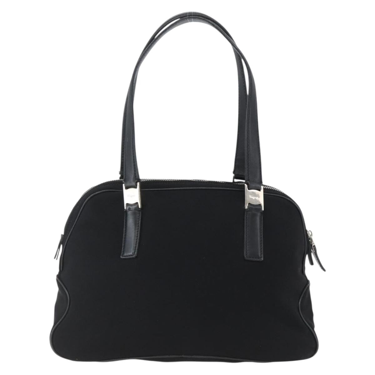 Salvatore Ferragamo Vintage Handbag Nylon Black Nylon Handbag (Authentic  )