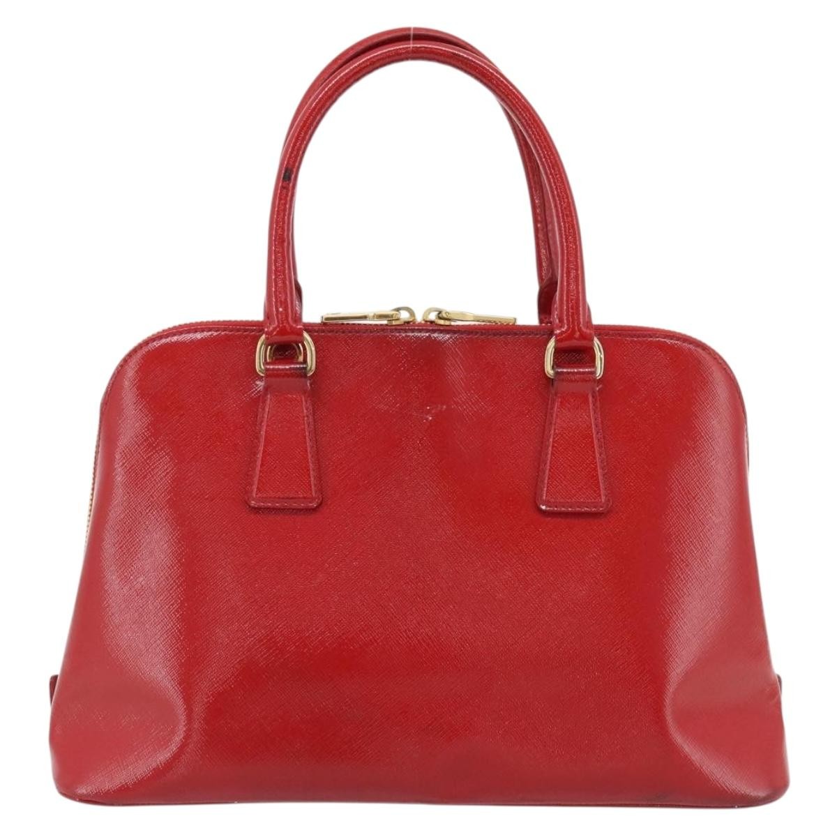 Prada Promenade Bag Vernice Saffiano Leather Red Leather Handbag ( )