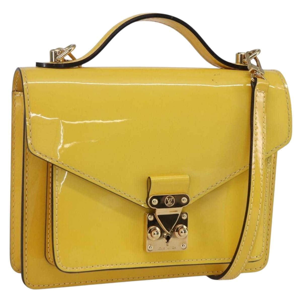 Louis Vuitton Monceau Handbag Vernis Yellow Patent_Leather Handbag (Authentic  )