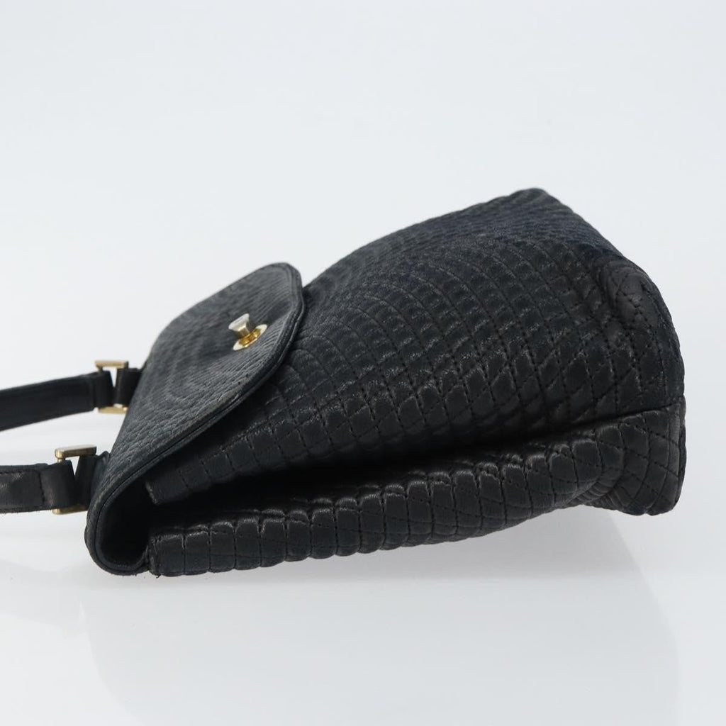 Bally Vintage Handbag Quilted Leather Black Leather Handbag (Authentic  )