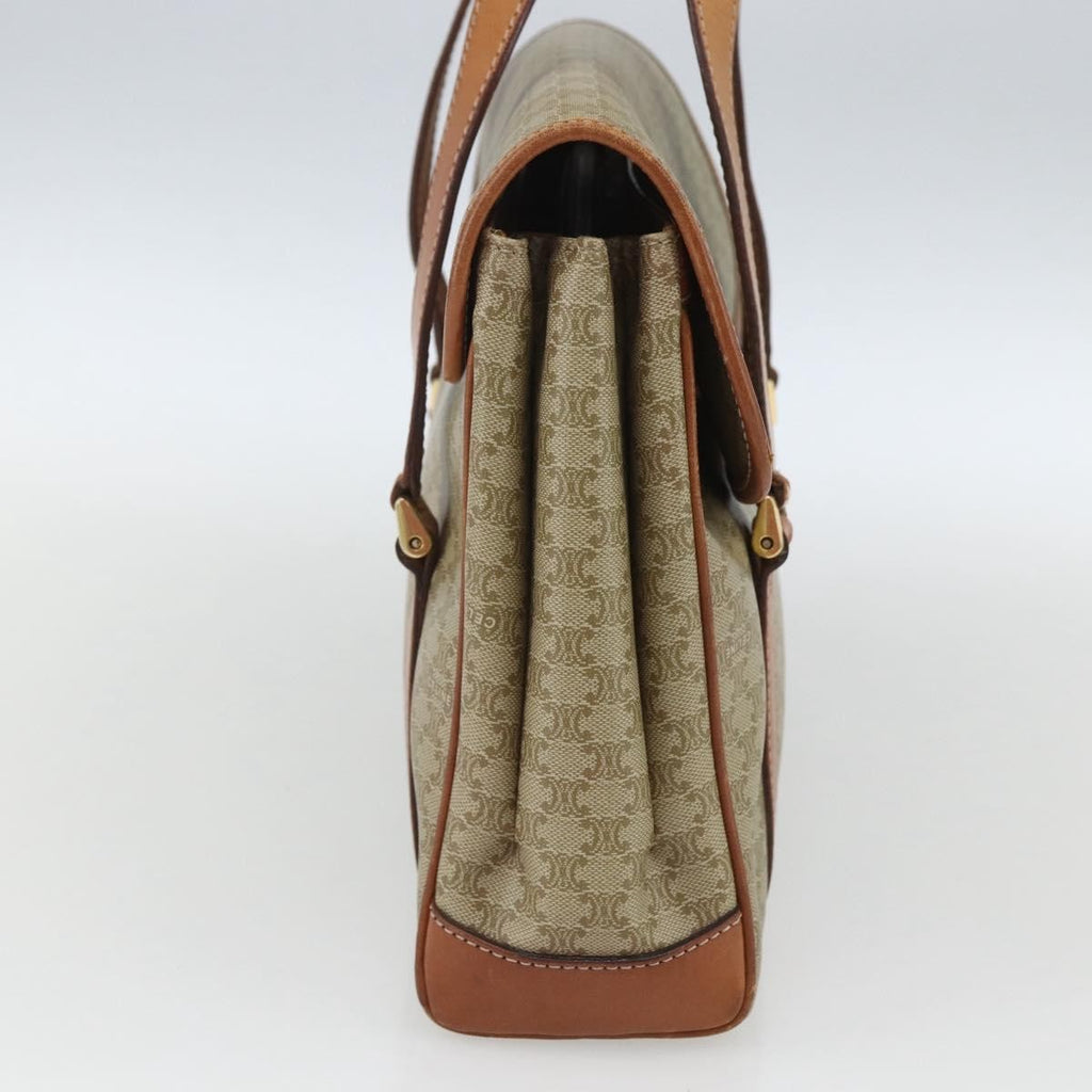 Celine Vintage Macadam Handbag Canvas And Leather Beige Canvas Handbag (Authentic  )