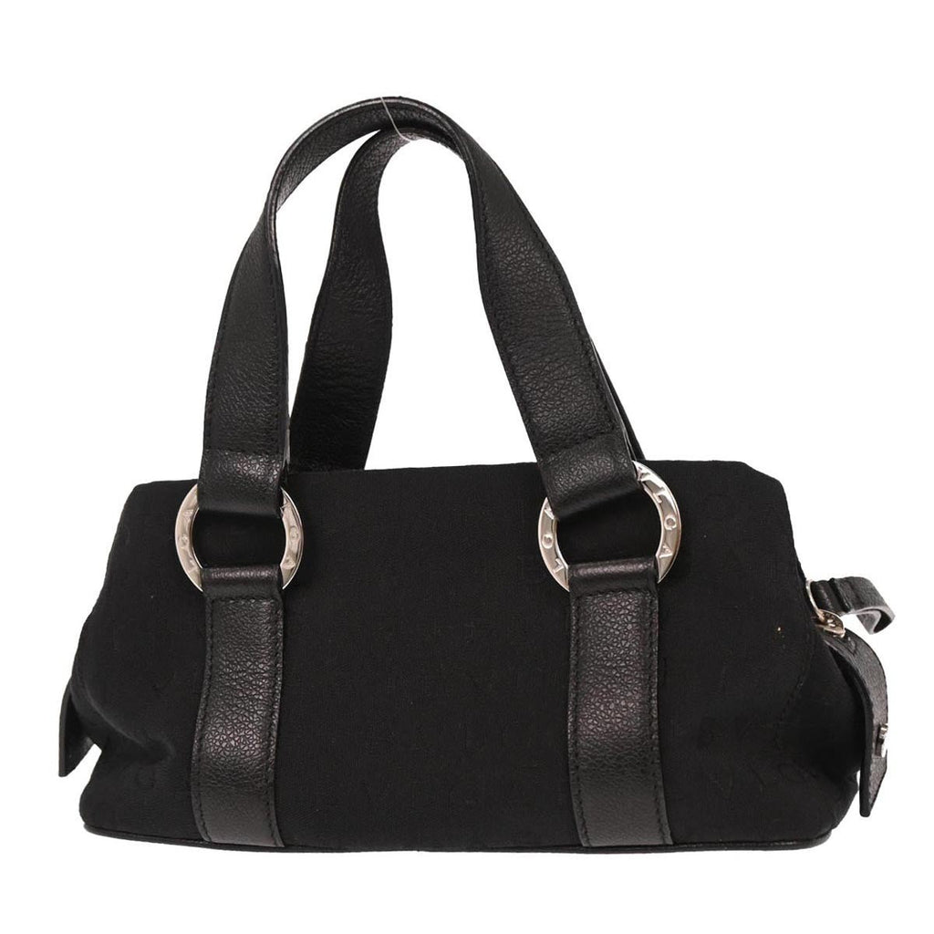 Bvlgari Logomania Handbag Canvas Black Canvas Handbag (Authentic  )