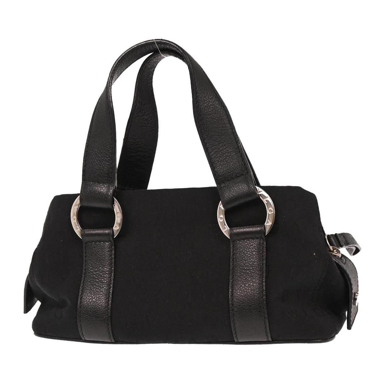 Bvlgari Logomania Handbag Canvas Black Canvas Handbag (Authentic  )
