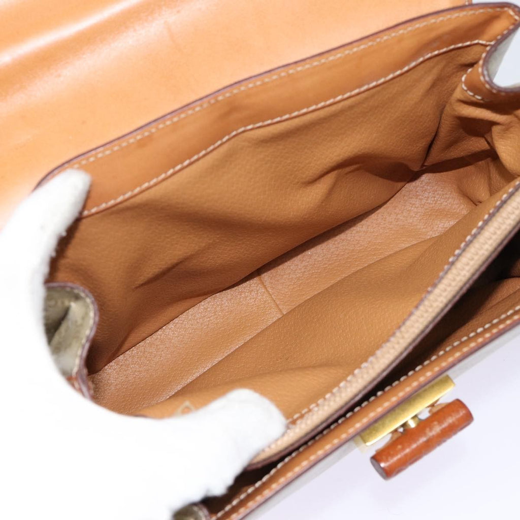 Celine Vintage Convertible Top Handle Bag Macadam Coated Canvas Beige Canvas Handbag (Authentic  )
