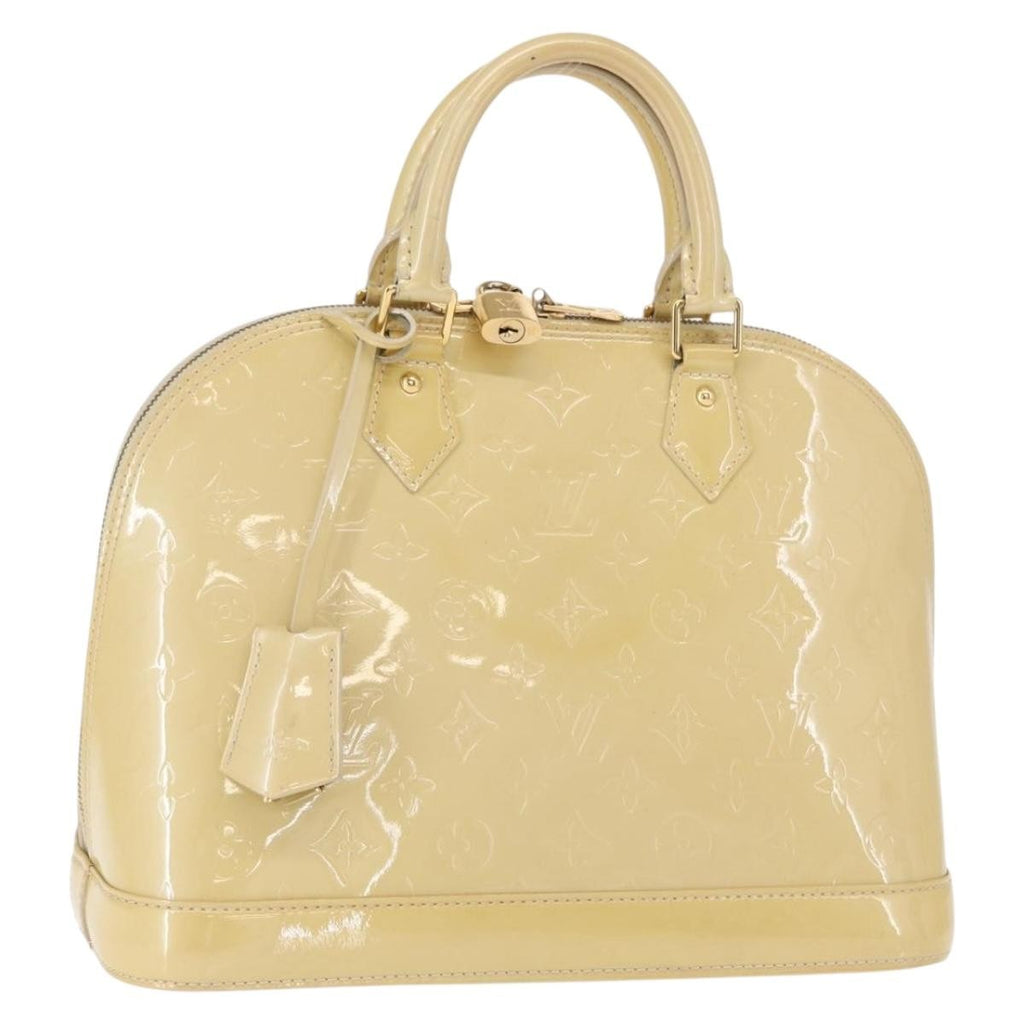 Louis Vuitton Alma Handbag Patent Leather Beige Patent_Leather Handbag (Authentic  )