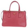 Prada Double Zip Lux Tote Saffiano Leather Pink Leather Handbag ( )