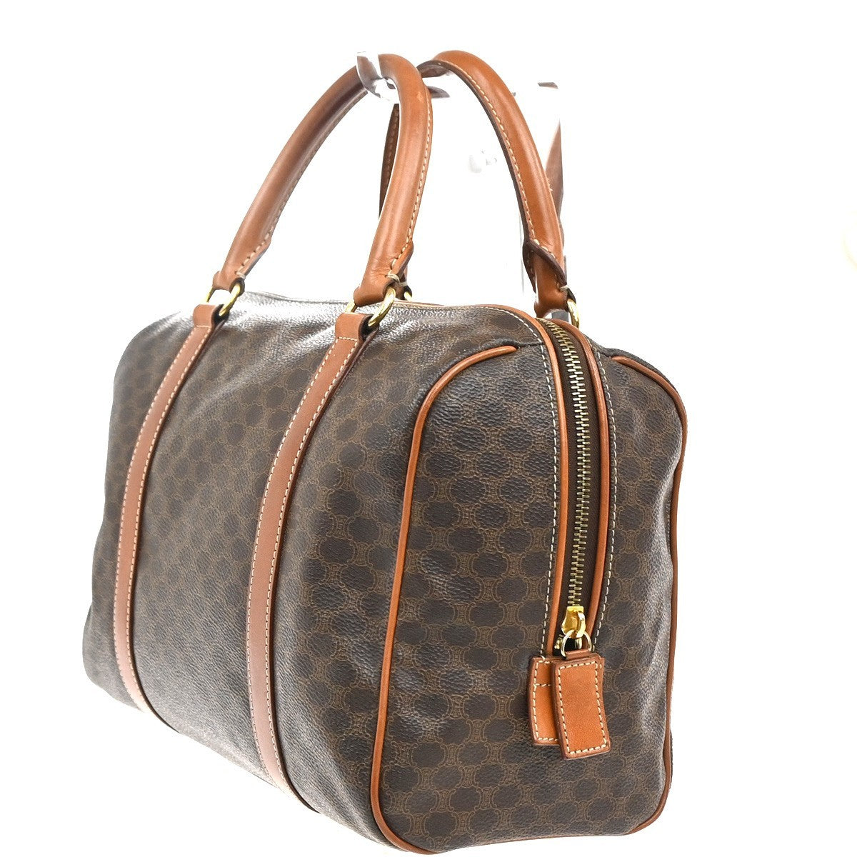 Celine Macadam Handbag Macadam With Leather Brown Pvc Handbag (Authentic  )