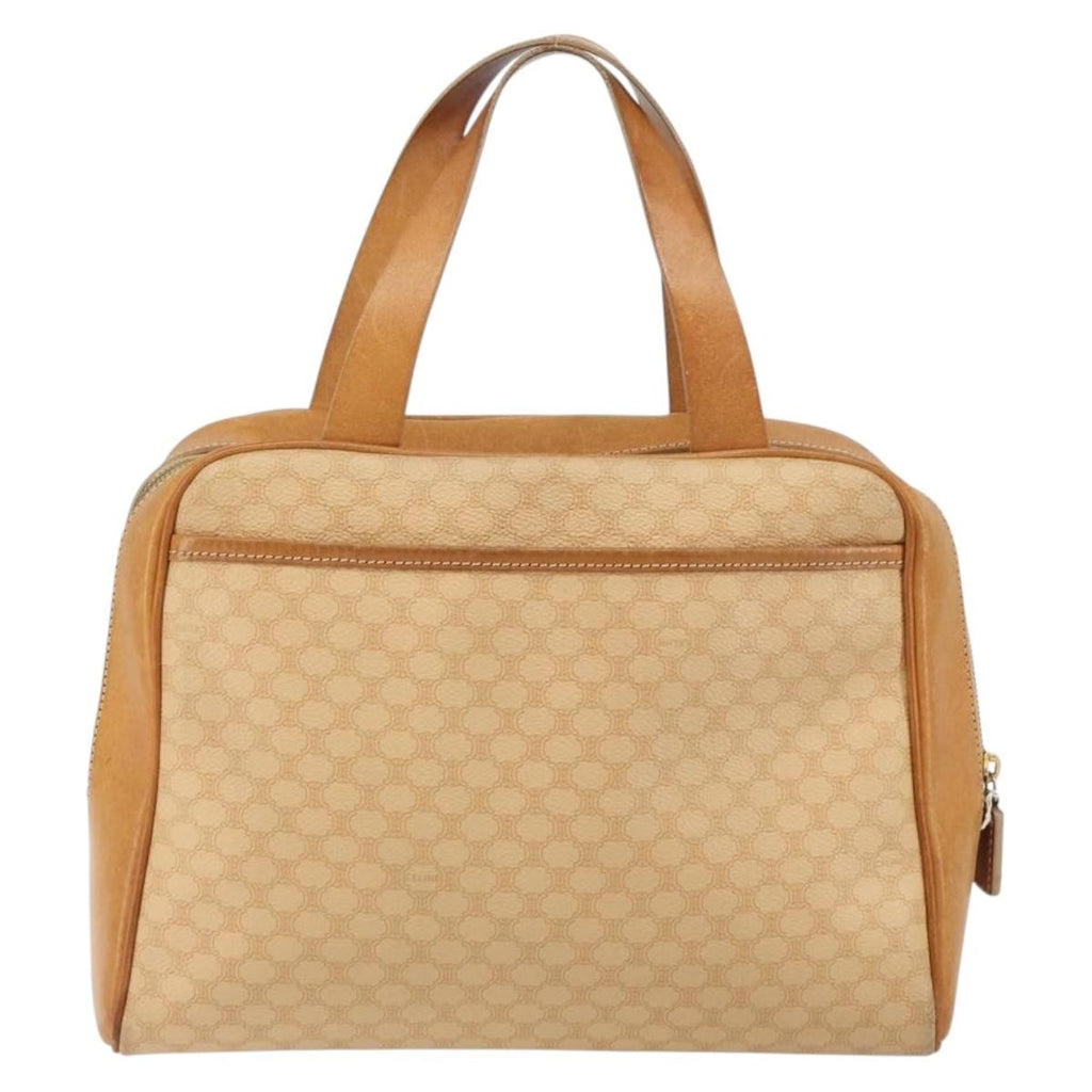 Celine Vintage Macadam Handbag Canvas And Leather Beige Canvas Handbag (Authentic  )