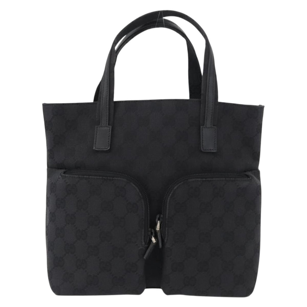 Gucci Double Pocket Tote Gg Canvas Black Canvas Handbag (Authentic  )