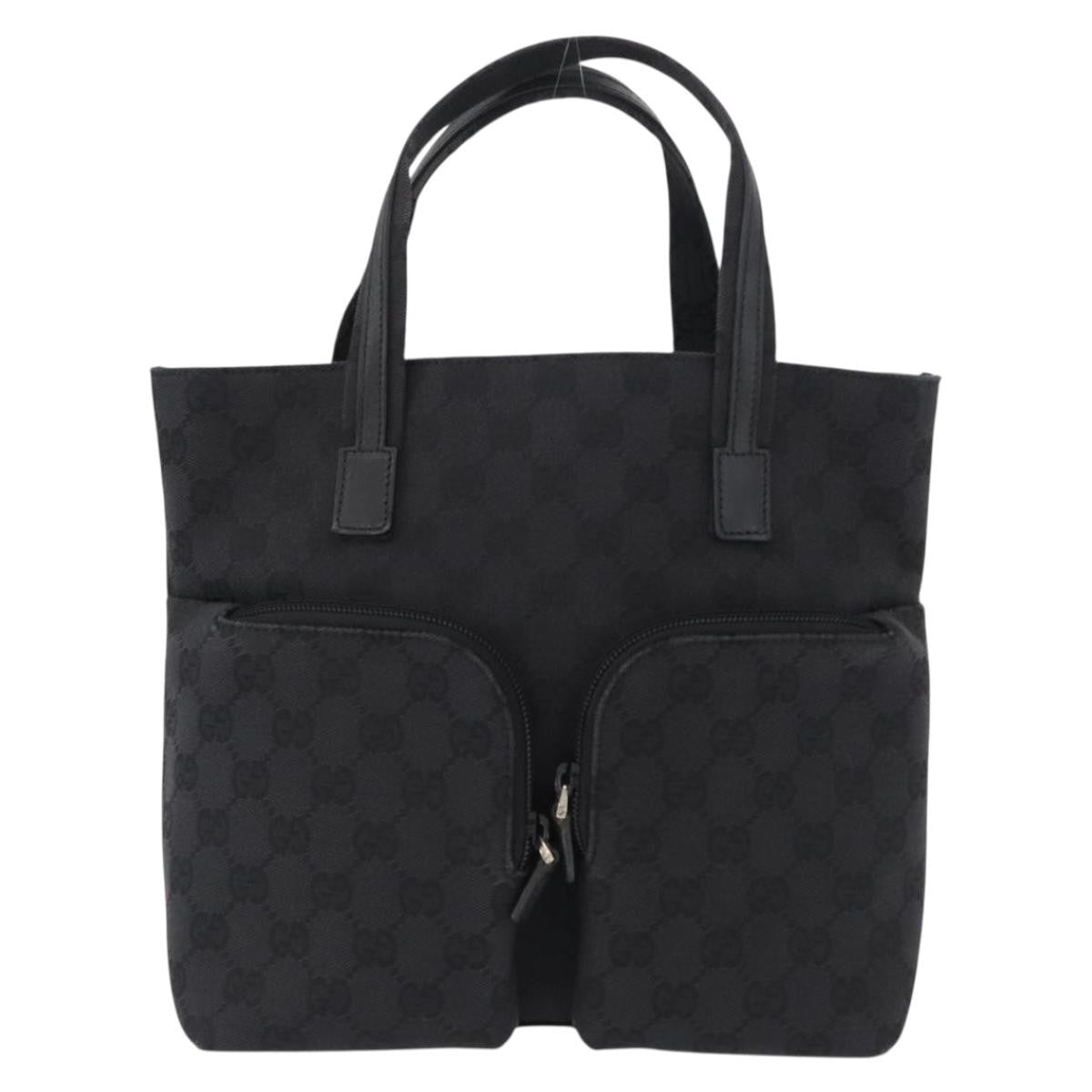 Gucci Double Pocket Tote Gg Canvas Black Canvas Handbag (Authentic  )