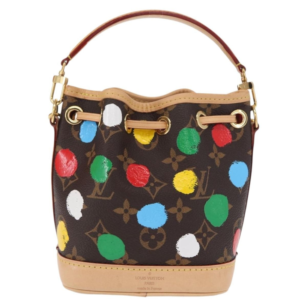 Louis Vuitton Noe Handbag Yayoi Kusama Painted Dots Monogram Canvas Brown Canvas Handbag (Authentic  )