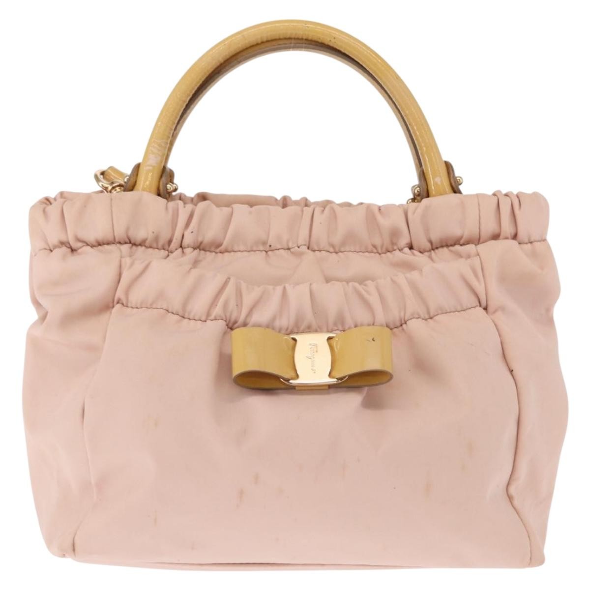 Salvatore Ferragamo Vala Handbag Nylon Pink Nylon Handbag (Authentic  )