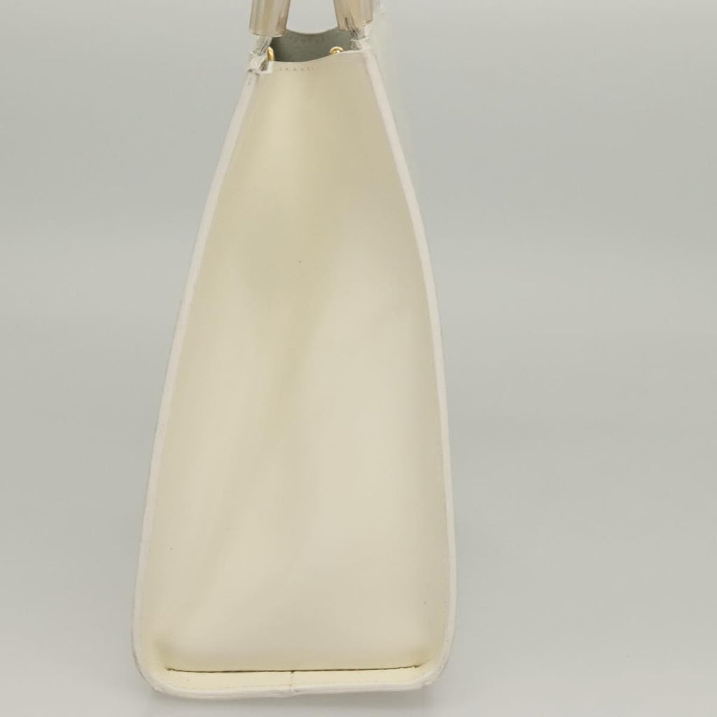 Salvatore Ferragamo Vintage Handbag Patent Leather White Patent_Leather Handbag (Authentic  )