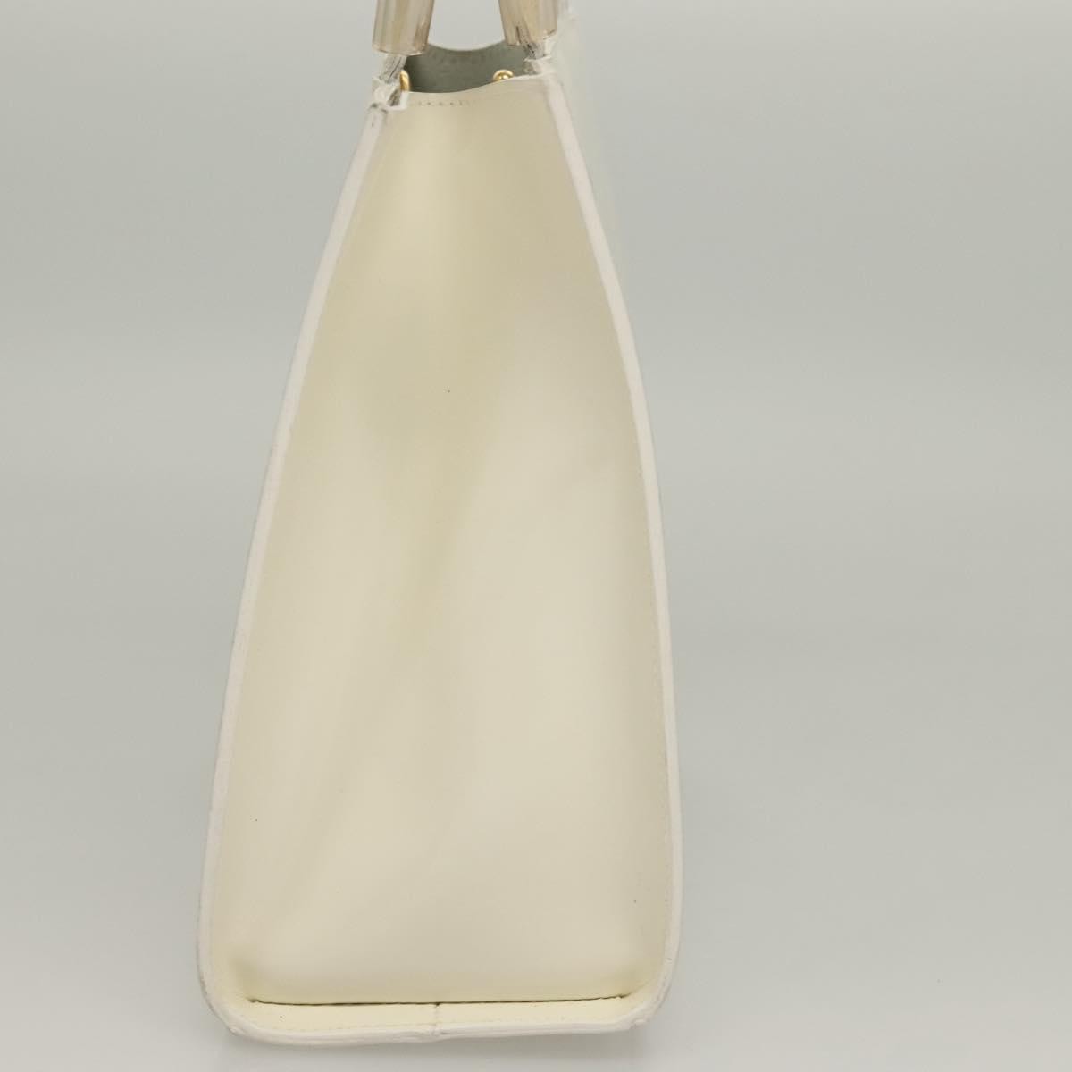 Salvatore Ferragamo Vintage Handbag Patent Leather White Patent_Leather Handbag (Authentic  )
