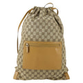 Gucci Drawstring Backpack Gg Canvas Beige Canvas Backpack Bag (Authentic  )
