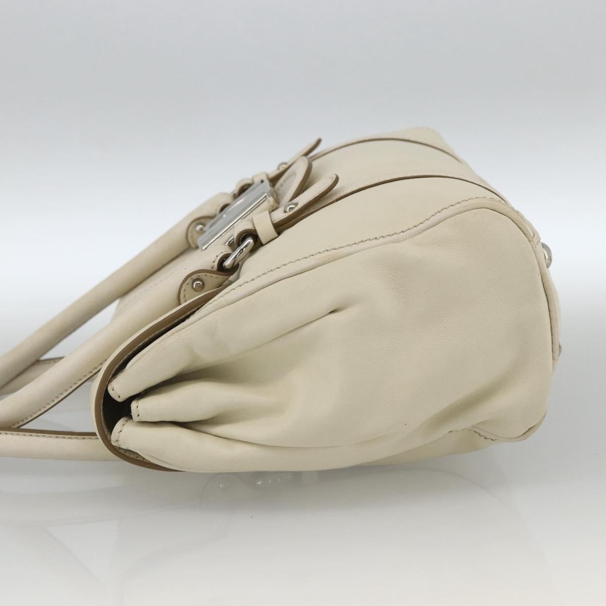 Salvatore Ferragamo Vintage Handbag Leather White Leather Handbag (Authentic  )