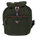 Prada Front Pocket Backpack Tessuto Khaki Nylon Backpack Bag (Authentic  )